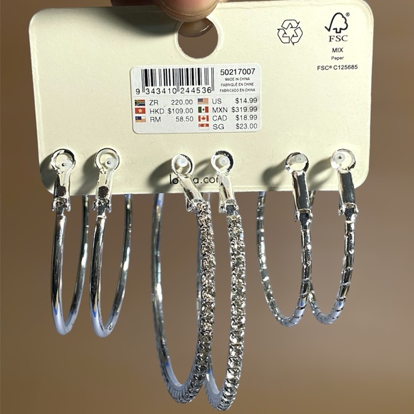 Lovisa 3 Pair Sterling Silver Hoop Earrings - Picture 6 of 7